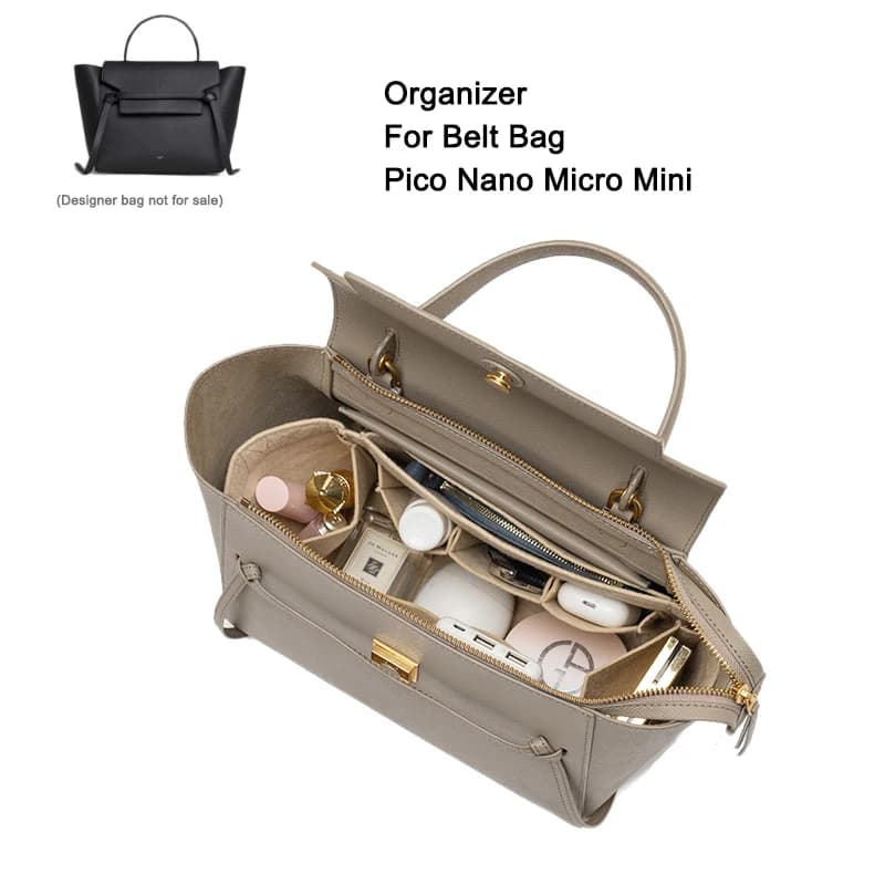 Inserto Organizer per borsa di dimensioni personalizzate, fodera per borsa in feltro con tasca per telefono, borsa Tote Shaper, per cintura Celinee Nano Micro Mini,2 Style