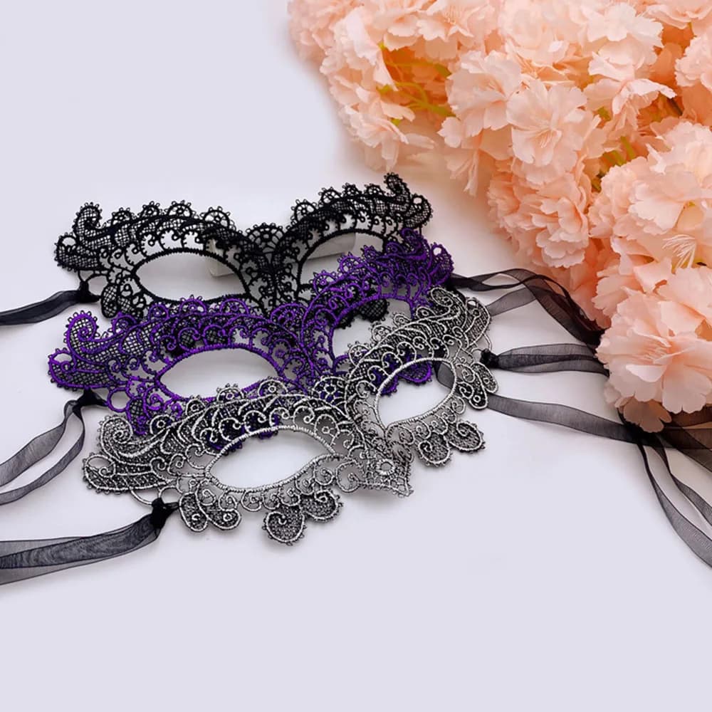 Maschera di Halloween maschera di materiale di velluto di pizzo Sexy maschera di ballo di fine anno maschera di travestimento regali di Halloween Unisex maschera per gli occhi neri Cosplay