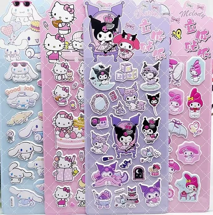 1 Pezzo Adesivi 3D a Bolle Cartoon della Serie Sanrio, Simpatici Kuromi e My Melody, per Valigie, Quaderni, Telefoni, Premi e Regali