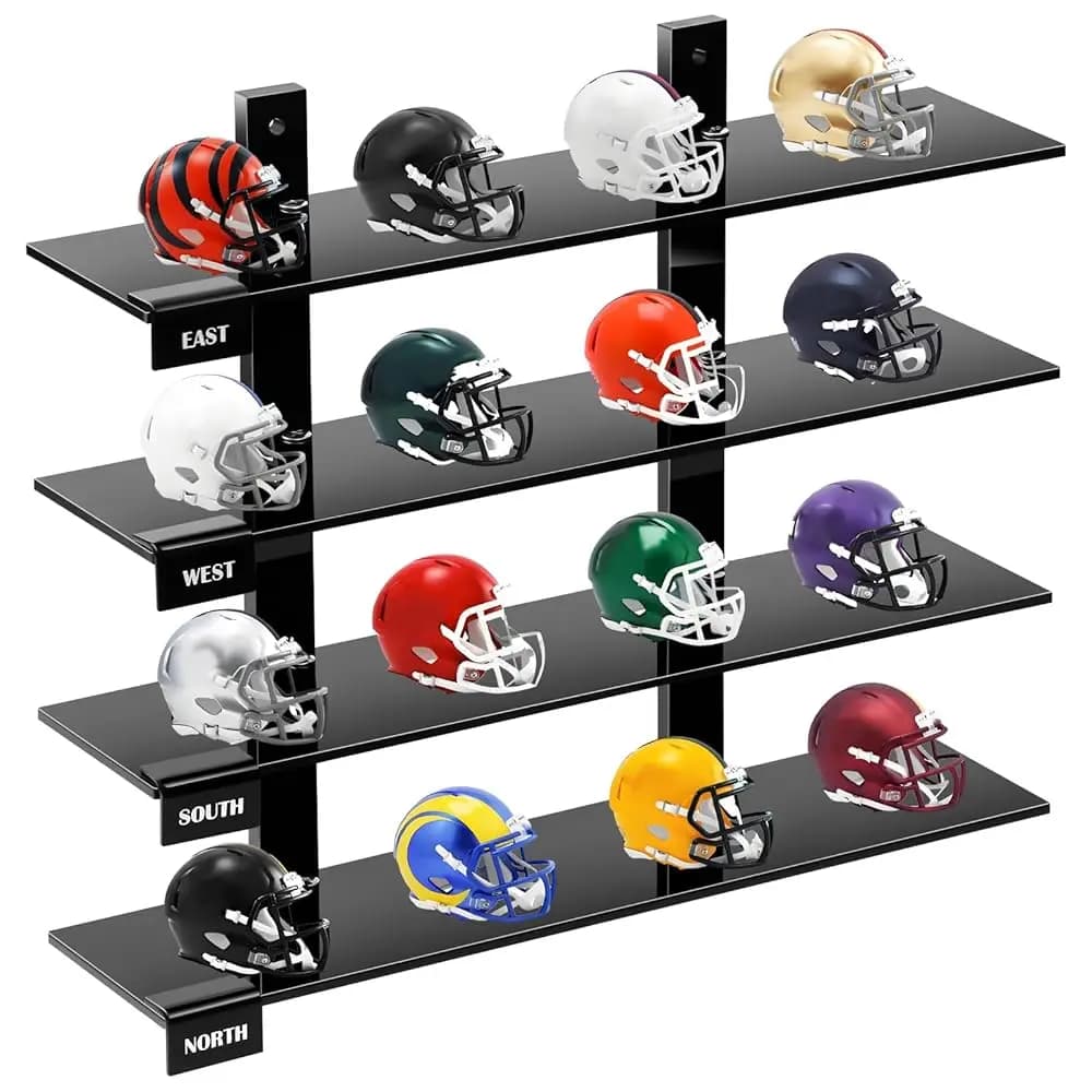 Espositore da Parete per Mini Caschi da Football, Supporto in Acrilico Nero per Caschi da Baseball, Regalo Ideale per