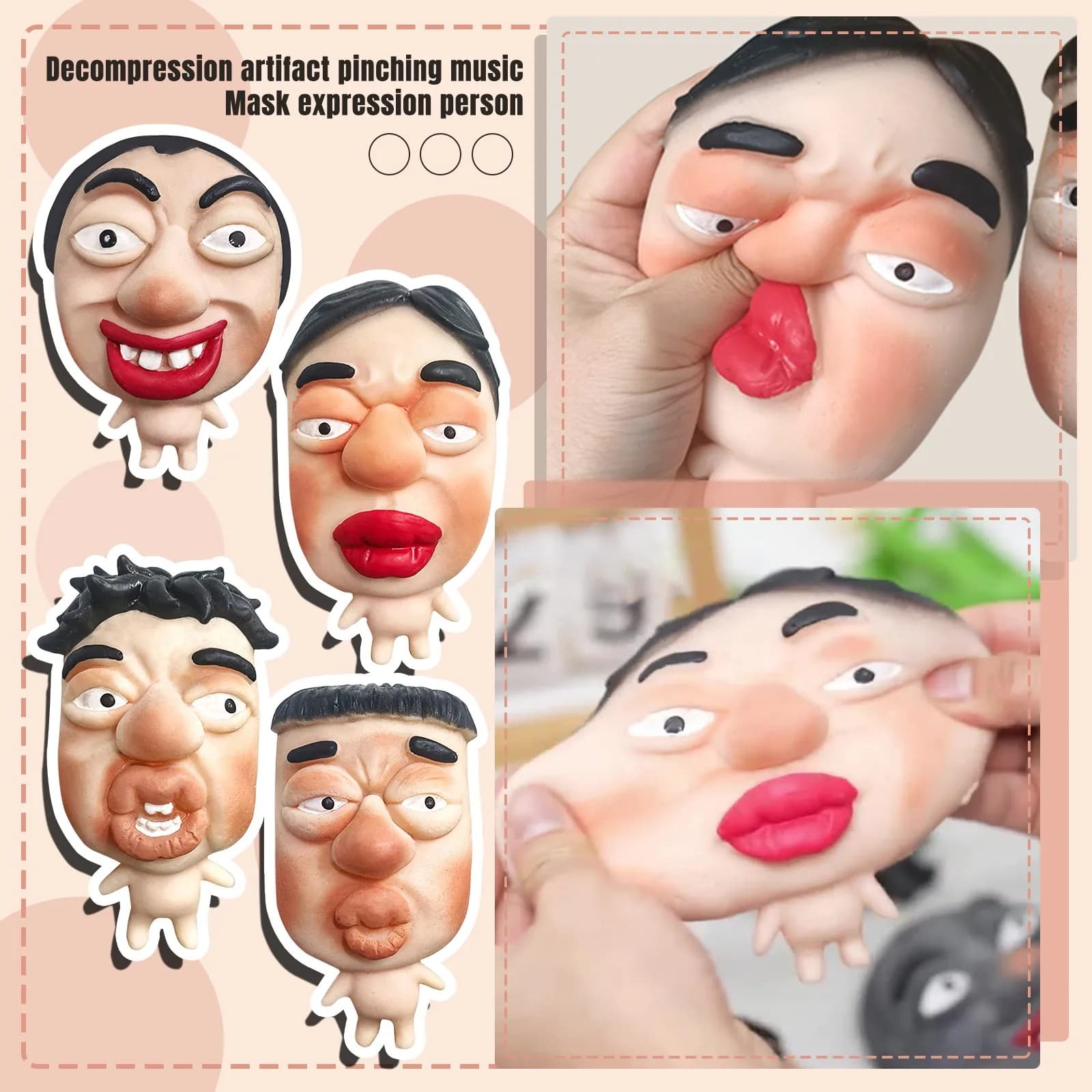 Giocattolo Antistress Divertente a Forma di Faccia, Morbido e Durevole, con Rapido Ritorno a Forma, Maschera Personaggio, Bambola Antiansia, Regalo