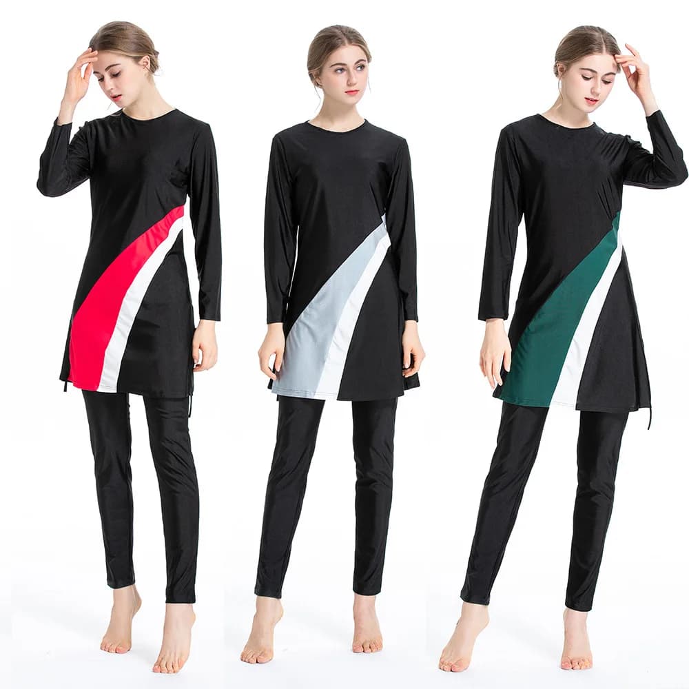 Costume da bagno burkini musulmano Costume da bagno stampato da donna islamico Copertura completa Top Pantaloni Cappello Set da 3 pezzi Costume da bagno da surf da spiaggia