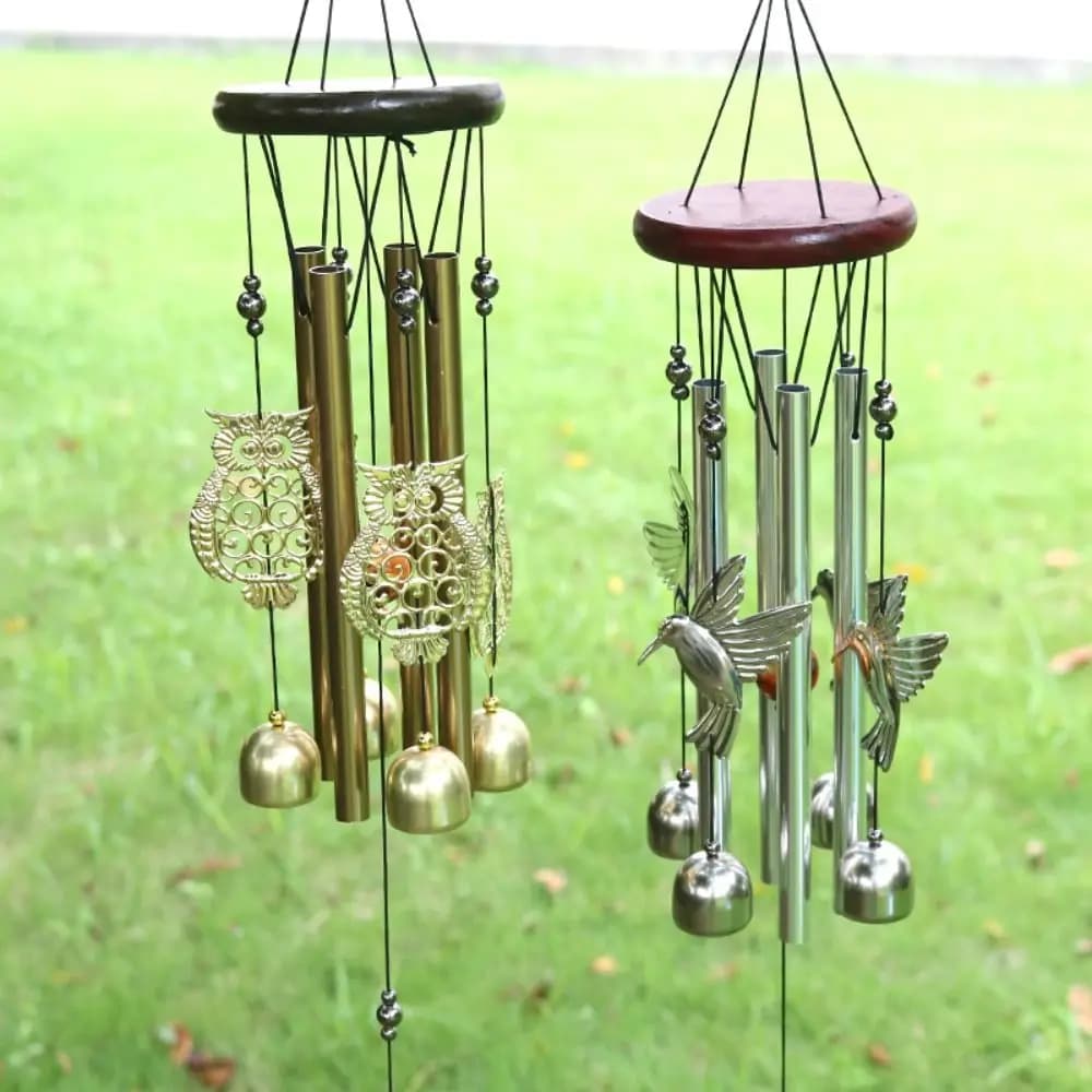 Outdoor Copper Bells Wind Chimes DIY Hummingbird Hanging Ornament Creative Owl Pendant Wind Chimes