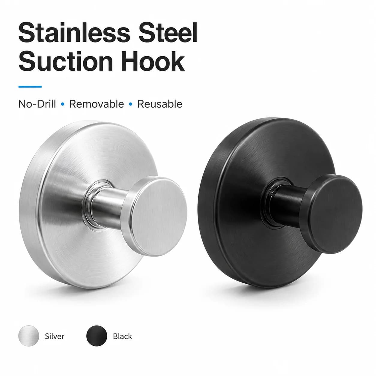 1/2/4PCS No Drill Suction Cup Wall Hooks Stainless Steel Removable Hanger For Bathroom Kitchen Tile Glass Towel Coat Organizer