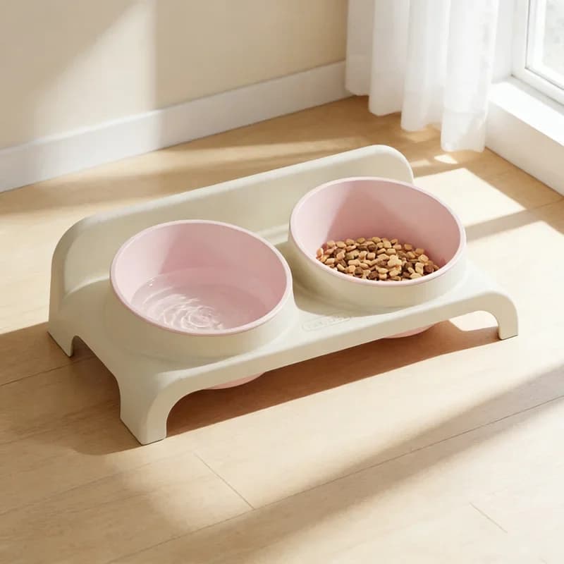 Adjustable Height Pet Double Bowl Feeder for Dogs & Cats, Raised Food & Water Bowl Set, Ergonomic Neck Protection Feeding Suppli