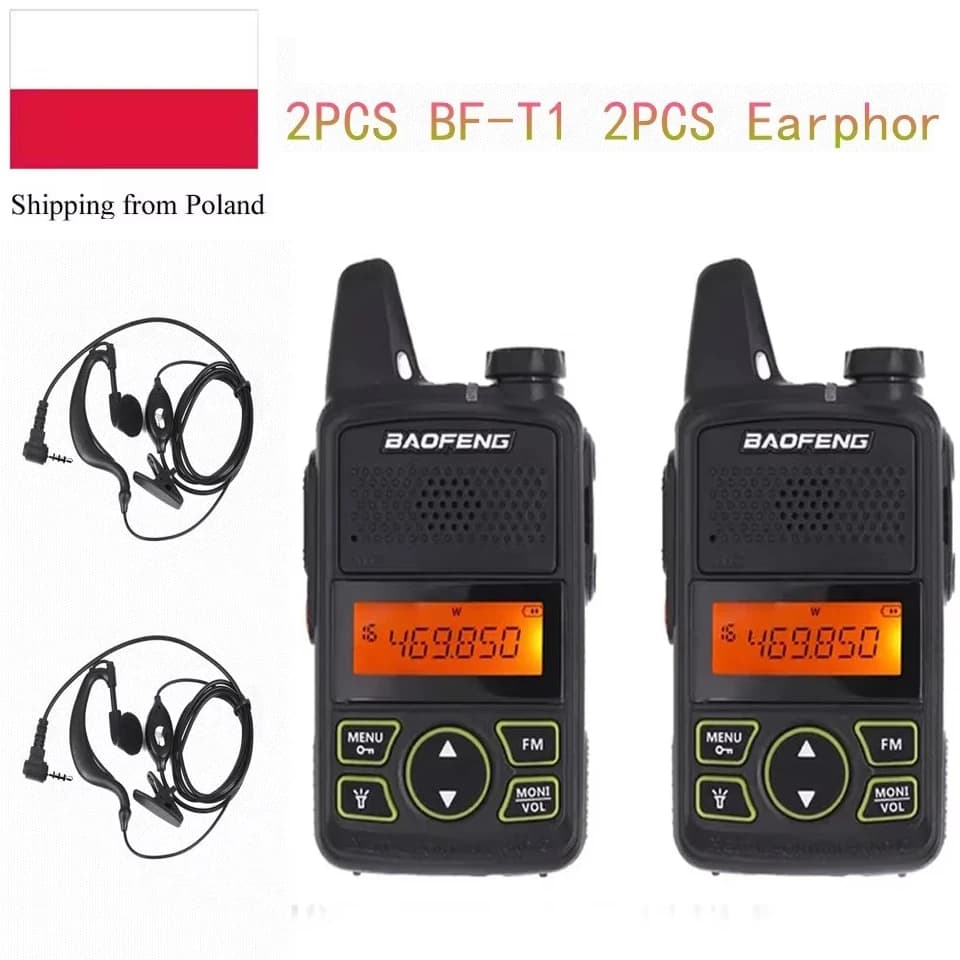 2PCS Baofeng BF-T1 Mini Radio bidirezionale portatile BFT1 UHF 400-470MHz 20CH Ham FM Ricetrasmettitore Walkie Talkie con auricolare