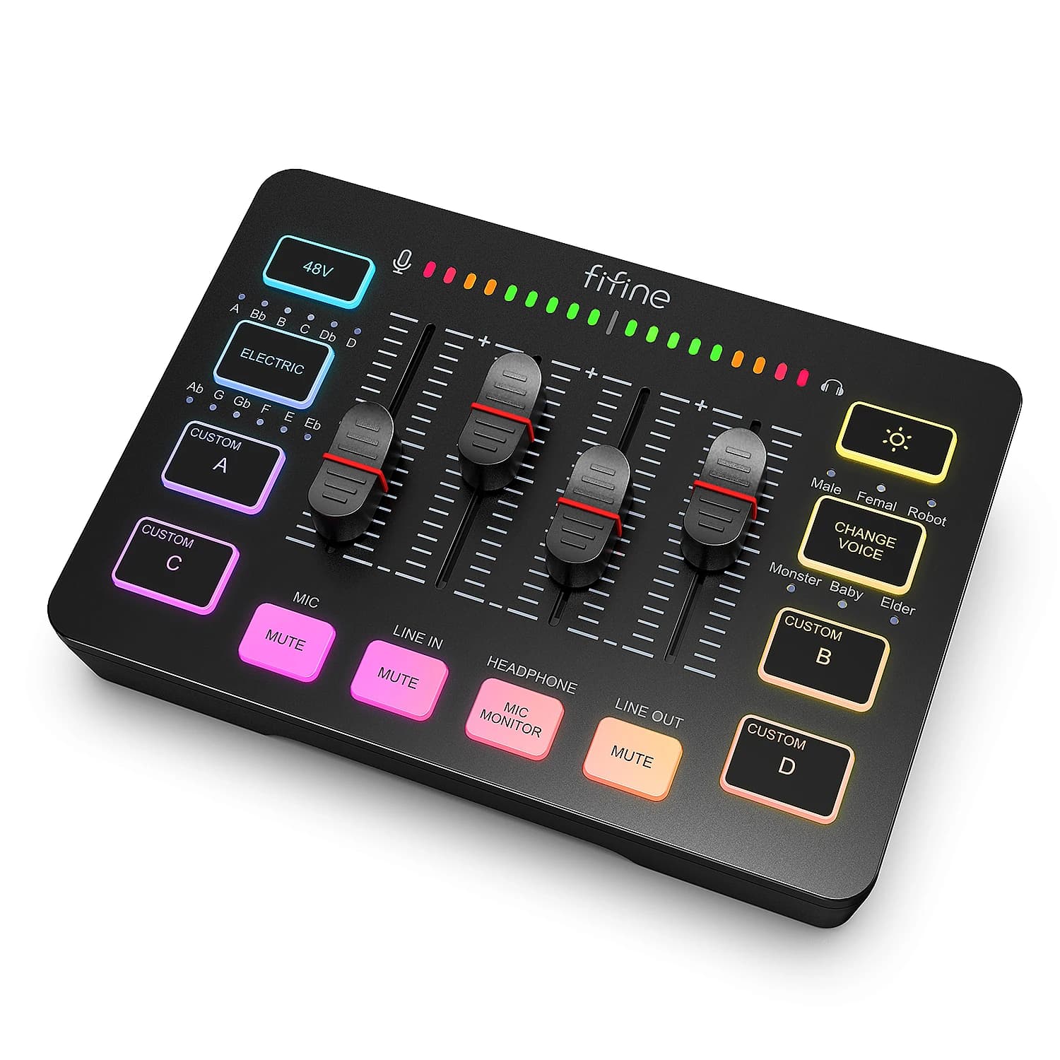 Mixer audio da gioco FIFINE, mixer RGB a 4 canali con streaming con interfaccia microfono XLR, per voce di gioco, podcast, amplificgame SC3