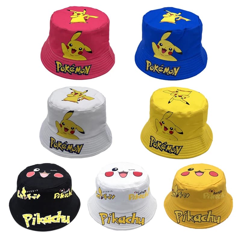 Pokemon Caps cappello da pescatore del fumetto dei bambini cappello da sole Pikachu carino all'aperto per bambini cappello da bacino stampato alla moda regalo di compleanno