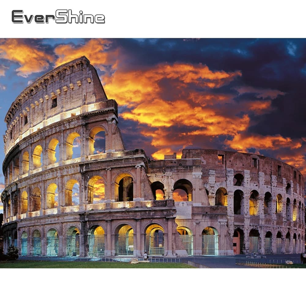 EverShine Pittura Diamante Quadrato Pieno Colosseo Punto Croce Ricamo Roma Edificio Nuovo Arrivo Mosaico Paesaggio Decorazione Della Parete