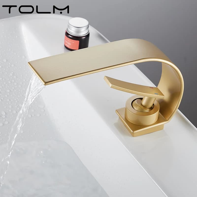 TOLM Rubinetto per lavabo Rubinetto per bagno moderno Miscelatore Rubinetto per lavabo nero/bianco Maniglia singola Rubinetto per cascata calda e fredda