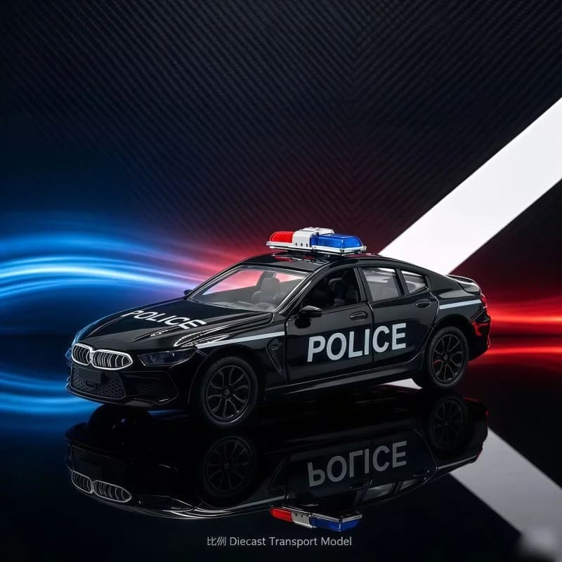 1/36 city police sports car alloy car model, return slide toy, doors and trunk can be opened, hobby collection display toy
