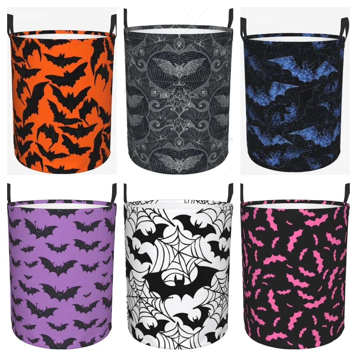 Halloween Gothic Bats Bed Basket Folding Bedlinen Basket Toy Organizer Waterproof Clothes Organizer Portable Band