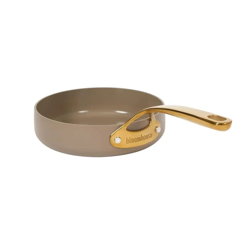 Padella Anti-adhesive Premium 8 Dusts for Deep Fried - Colour Capuchin Cream with Golden Handle