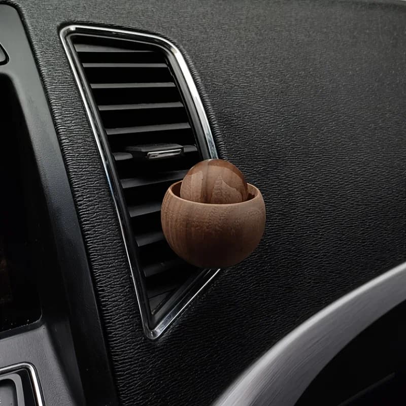 Handmade Wooden Car Diffuser, Walnut Wood Vent Air Freshener Holder, Essential Oil Aroma Diffuser, Scent-Free