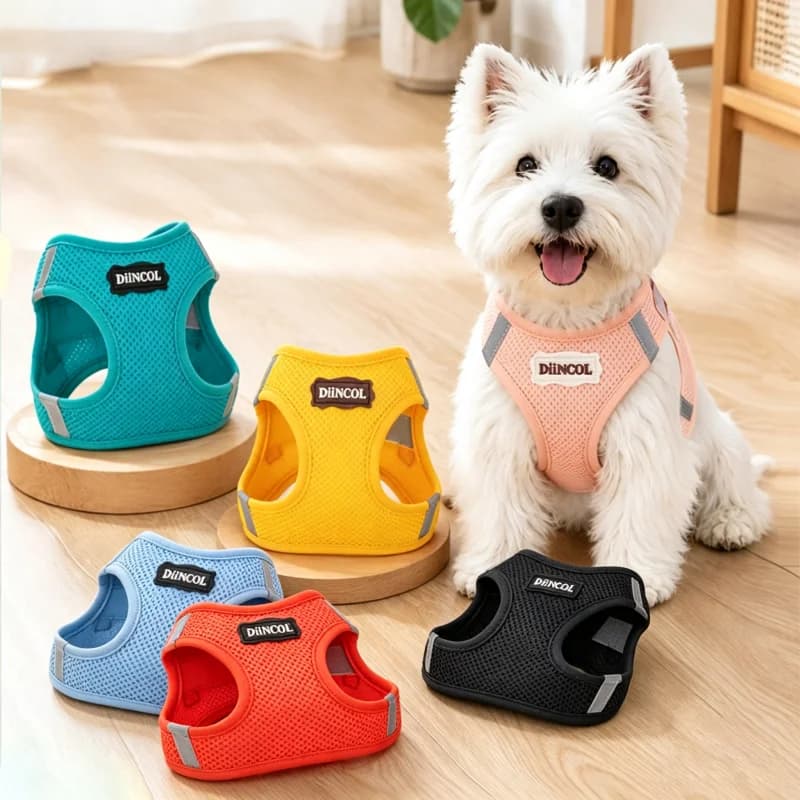 Reflective Breathable Vest Harness for Dogs Cat Pet Supplies Dog Harness and Leash Set Chihuahua French Bulldog Dog Chest Strap