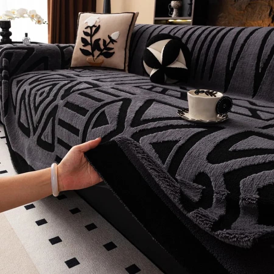 1pc Warm Thicken Fluffy Fleece Bohemian Sofa Towel, for Living Room Bedding Room Leisure Warm Blanket Boho Couch Cover
