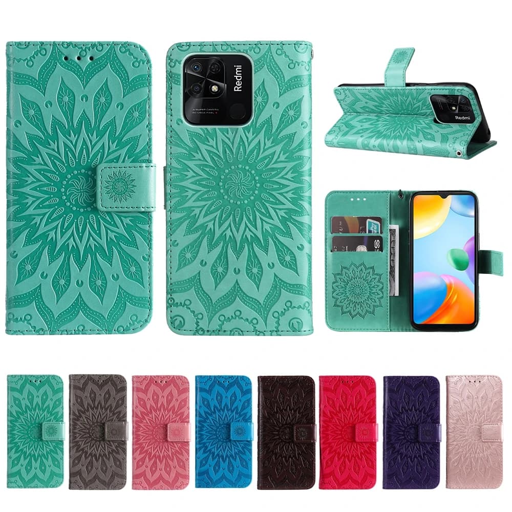 Custodia in pelle magnetica per Redmi 15 15C 14C 13 13C 12 12C 10 10A 10C 9 9A 9C 8A A5 A3 A1 Plus Girasole Portafoglio Slot per schede Cover