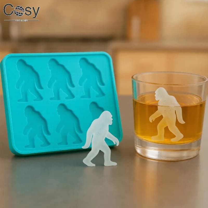 Stampo per ghiaccio in silicone, vassoio per cubetti di ghiaccio Sasquatch, vassoio per cubetti di ghiaccio per alimenti, sicuro e resistente, accessorio per whisky bar