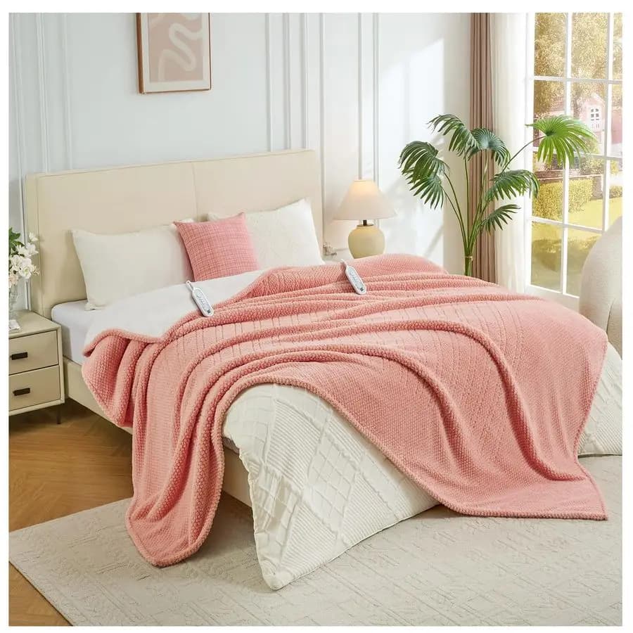 Coperta Elettrica King Size, 90 x 100 cm, Riscaldamento Rapido con Doppio Controllo, 8 Livelli di Calore e Spegnimento Automatico dopo 10 Ore, Macchina per il Riscaldamento