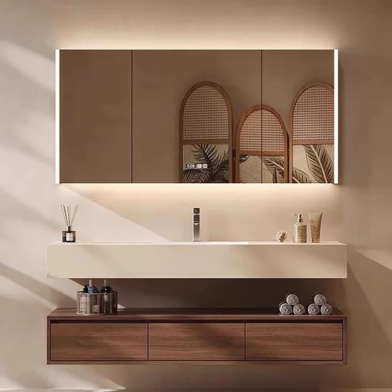 Base per lavello Specchio cosmetico Armadietto in legno Scaffale Organizzatore Colonna portaoggetti Cassetto Armadietto Moderno Muebles De Bano Mobili da bagno