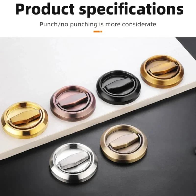 Recessed Stainless Steel Cupboard Pulls, Round Concealed Door Drawer Furniture Handles