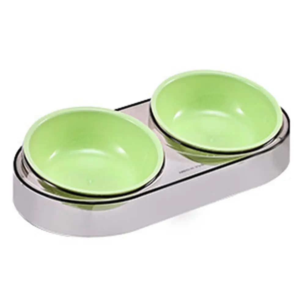 Elevated Cat Bowls Double Pet Feeding Station Ergonomic Raised Cat Food and Water Bowl Set Detachable Plastic Bowls for Cats