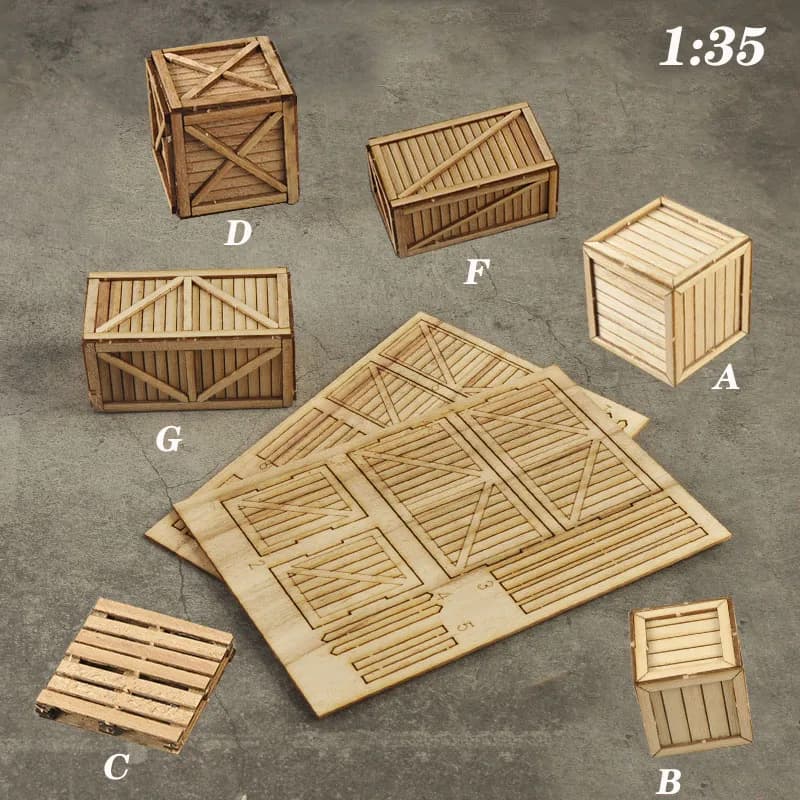Scala 1:35 scatola di legno in miniatura/staffa del vassoio modello di assemblaggio fatto a mano fai da te tavolo di sabbia layout di scena materiali kit diorama 1 pz