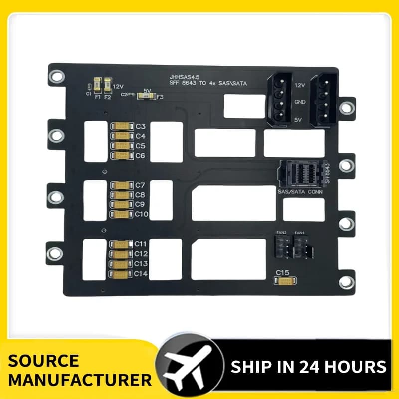 Backplane per disco rigido SAS\SATA per scheda di espansione server di archiviazione Nas Adattatore HDD da 6 Gbps SFF8643 a 4 alloggiamenti Alimentatore 4D di grandi dimensioni