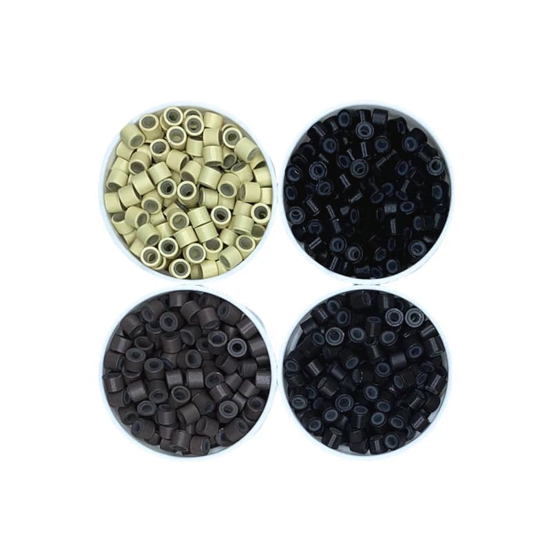 500Pcs 4mm Silicone Lined Micro Hair Beads Aluminum Hair Extensions Beads Hair Styling Accessories Tools