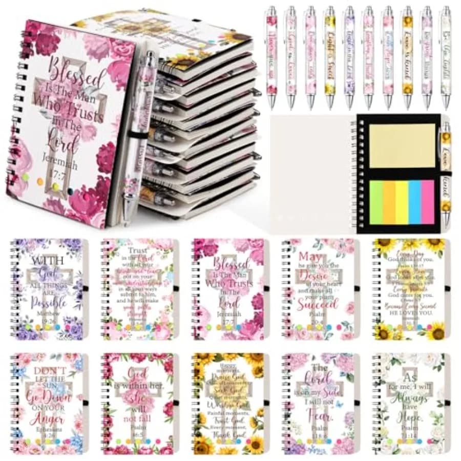 20 Set di Diari di Preghiera, Regali Cristiani all'Ingrosso per Donne, Include Diario con Versetti, Quaderni a Spirale con Note Adesive e Penna a Sfera