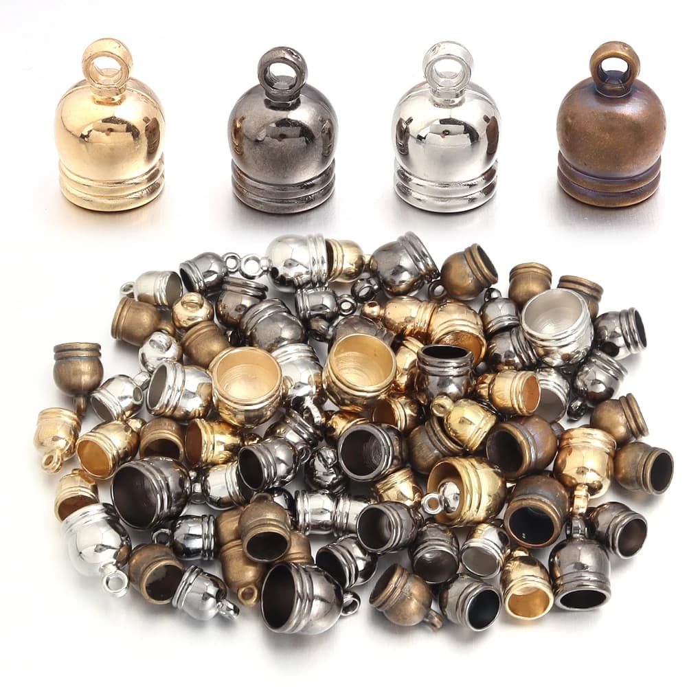 30-100 pezzi punte terminali della collana tappi con nappe cordoncino di cuoio crimpare tappi terminali perline tappi di fissaggio per gioielli fai da te che fanno trovare forniture