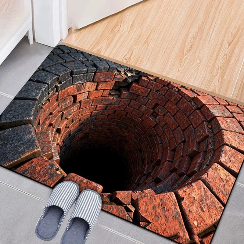 Tappeto d'Ingresso con Illusione Ottica 2D, Effetto Abisso Senza Fondo, Tappeto di Benvenuto Antiscivolo per Interni ed Esterni