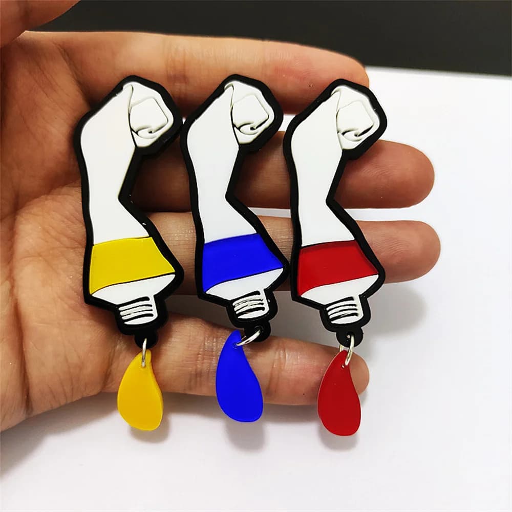 KUGUYS Palette Paint Bottles Earrings for Women Acrylic Artsy Jewelry Statement Accessories