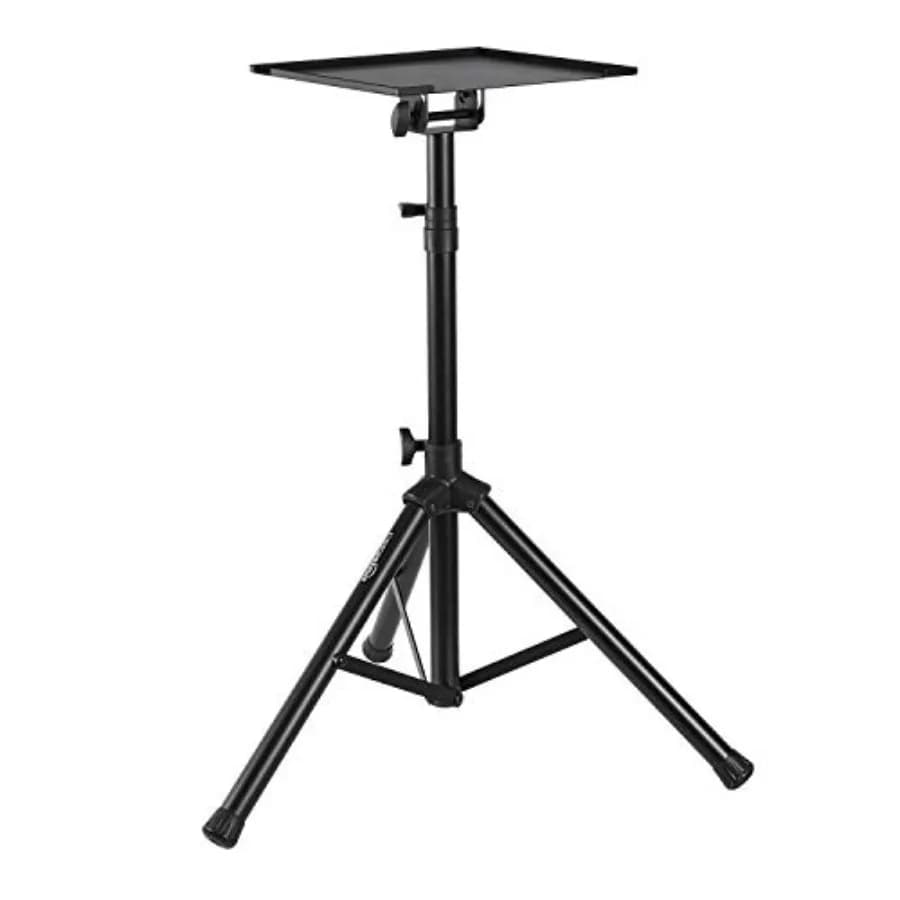 Support Adjustable Portable Tripod Basics for Workstation, Music, DJ, Projector or Mixer, Laptop compatible, Black