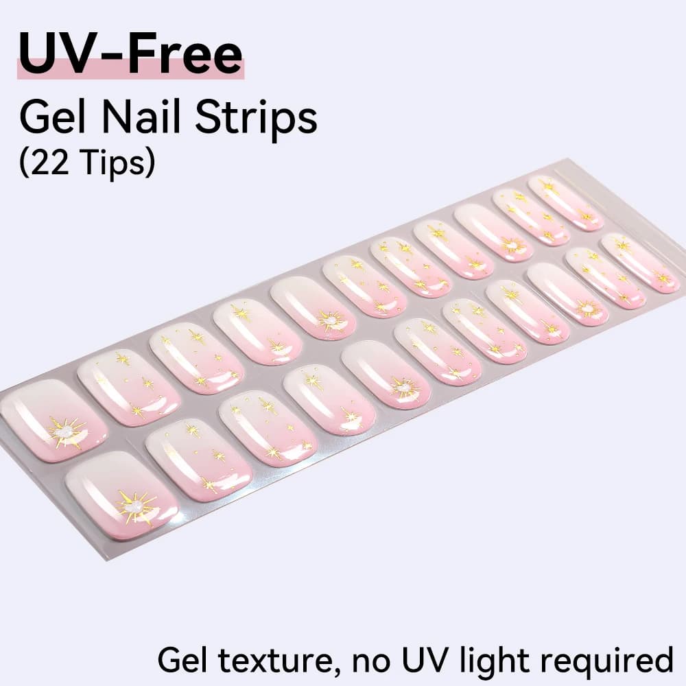 22 Strisce di Gel per Unghie Senza UV, Adesivi per Unghie con Foglia d'Oro, Adesivi per Unghie Senza Polimerizzazione, Lunga Durata