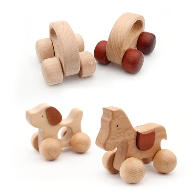 ABCPICK prodotto biologico ecologico sonaglio in legno di faggio massaggiagengive per auto accessori per gioielli fai da te pendente in legno giocattolo sicuro ecologico