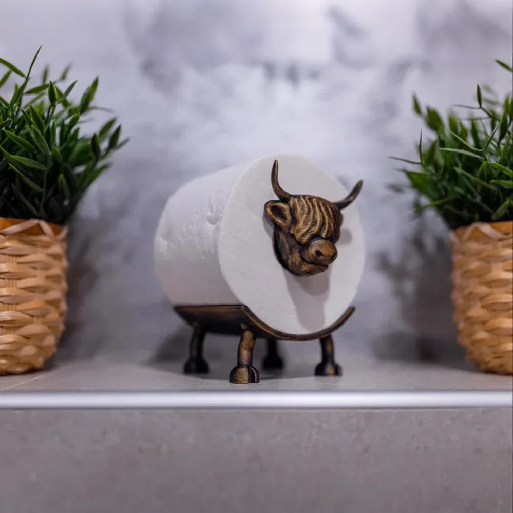 Porta carta igienica a forma di mucca delle Highland: decorazioni per la casa nordica e creative