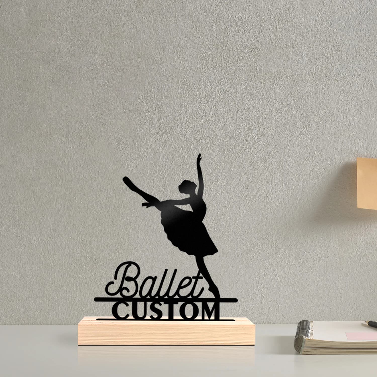 1pc Metal Art Desktop Decoration Custom Content Equipped with A Wooden Base Festival Ornaments and Decorations