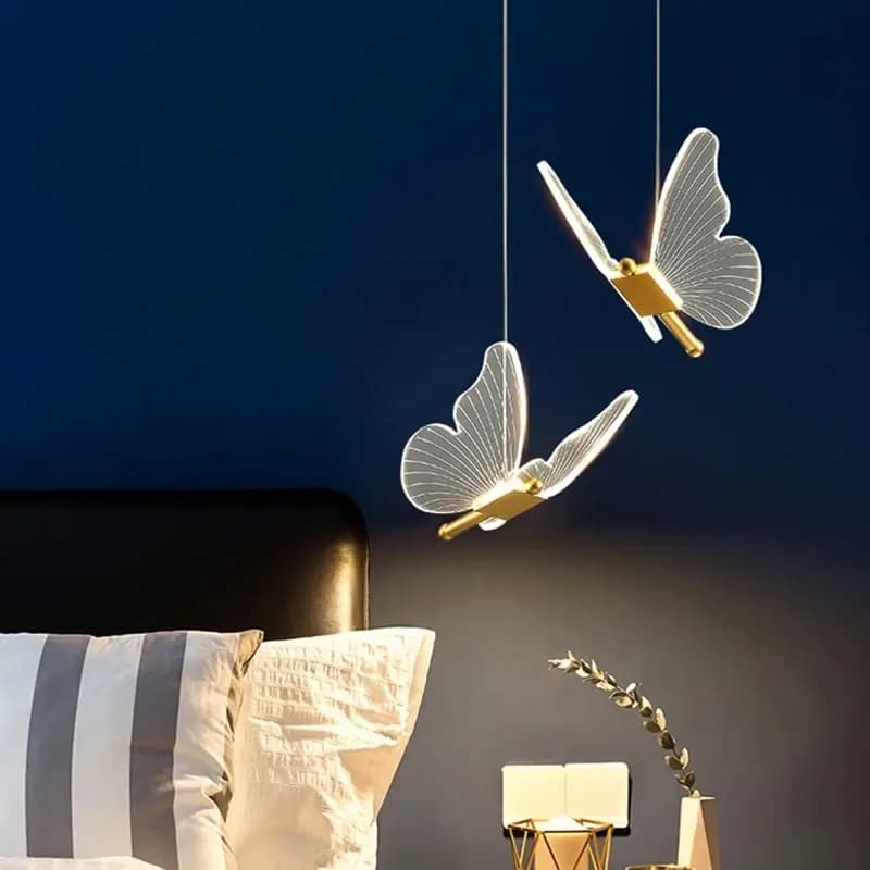 Lampada a sospensione a Led a farfalla nordica lampada a sospensione per camera da letto con scala da comodino per apparecchio di illuminazione per interni di arte del soffitto