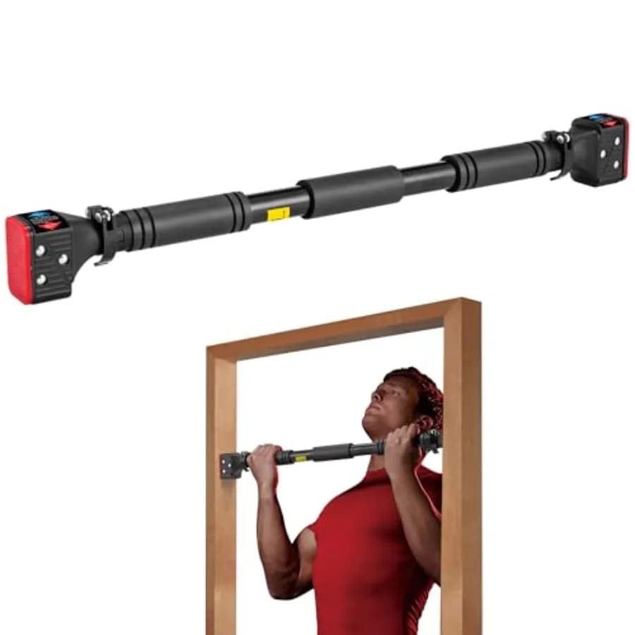 Barra per trazioni da porta, per allenamento parte superiore del corpo, regolabile da 28,3 a 37,8 pollici, portatile, senza viti.
