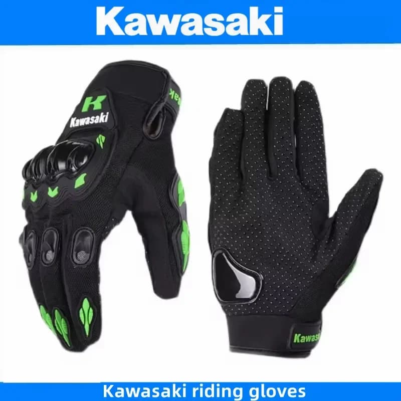Kawasaki motorcycle gloves full finger gloves anti slip and wear-resistant off-road racing bicycle protective equipment gloves