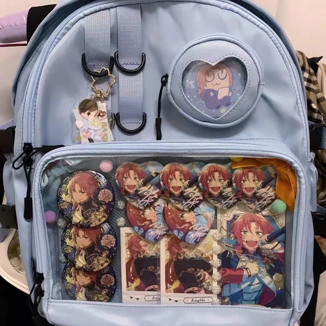 Borsa da scuola stile collage per ragazza adolescente Itabag Zaino Kawaii Trasparente Love Heart JK Zaino da donna Nuova borsa per laptop 2024