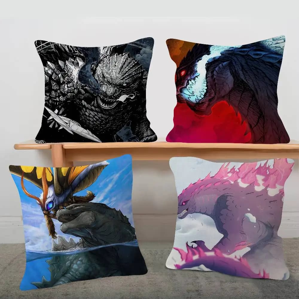 Anime Godzilla Cute Cartoon L Game Cushion Cover Pillowcase Upholstery Sofa Throw Pillow Home Decor Pillowcas