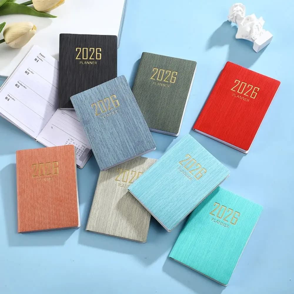 2026 A7 Agenda Libro Mini libro di appuntamenti Diario portatile Planner settimanale Notebook Lista delle cose da fare Blocco note inglese con calendario