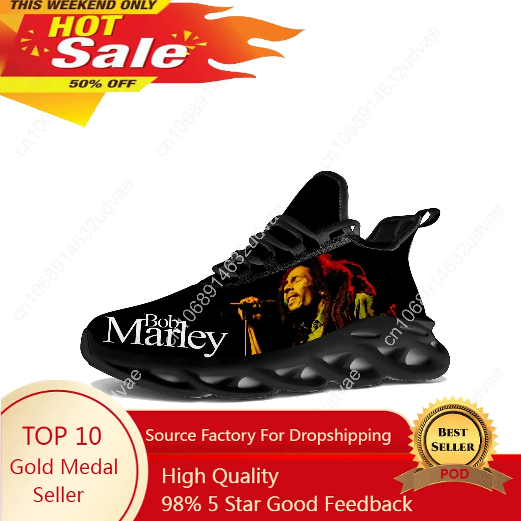 Reggae Rock Music Star Bob Marley Flats Sneakers men's sport shoes racing Sneaker Lace Up Mesh shoes tailored shoes