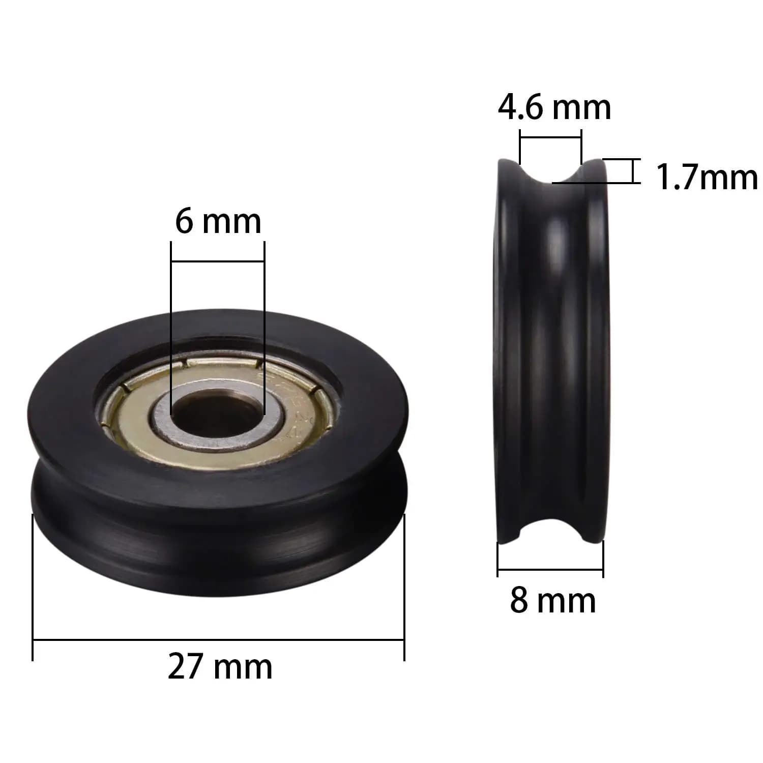 AB47-5 Pezzi Ruote in Plastica con Cuscinetto a Sfera 626ZZ Incorporato per Porte e Finestre, Puleggia Guida a U 6278Mm per Stampante 3D