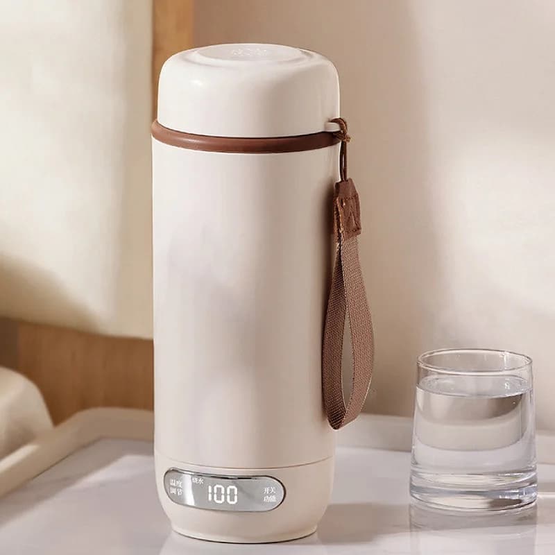 600ml 400W Portable Electric Water Cup 304 Stainless Steel Temperature Control Thermos Cup Travel Hot Water Electric Kettle