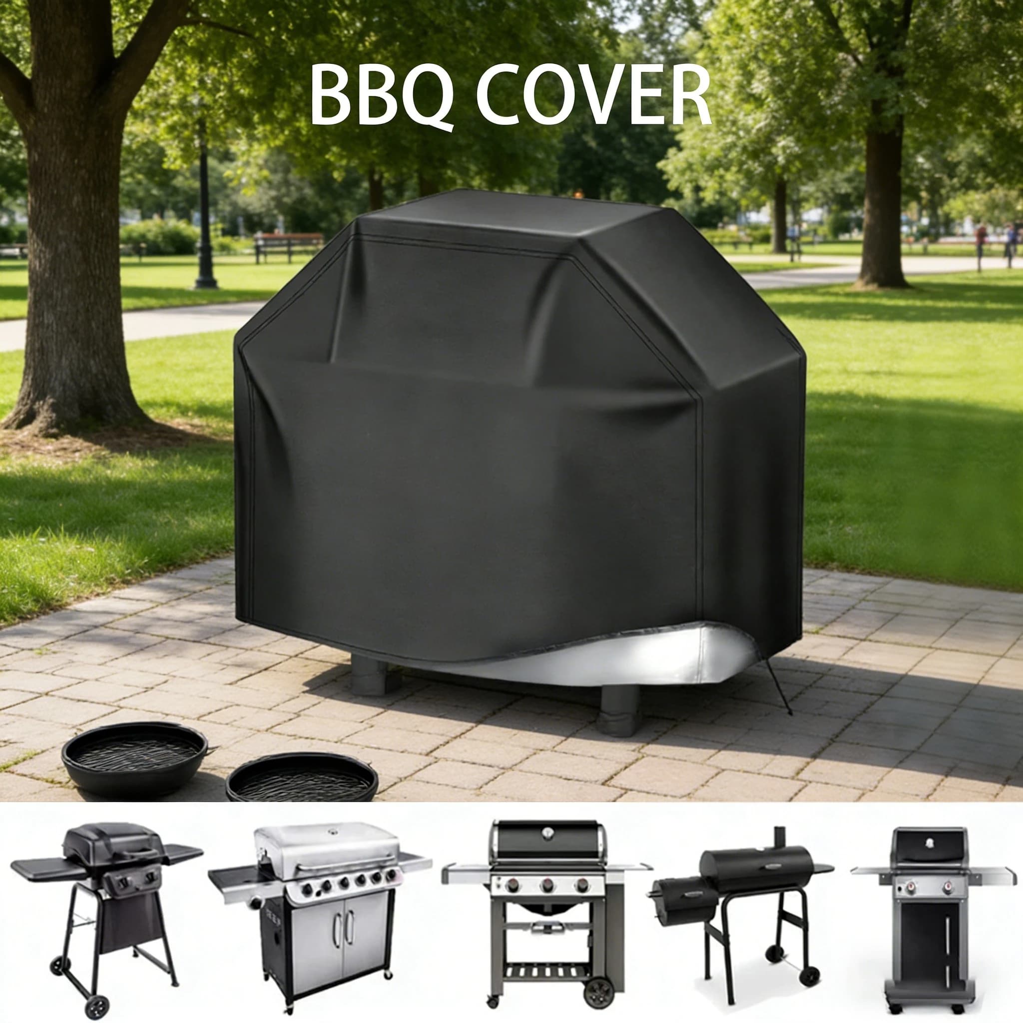 Copertura per Barbecue Resistente, Impermeabile, Anti-UV, Antivento, Protezione Rip-Stop per Griglie a Gas e Carbone da Giardino, Facile da Pulire