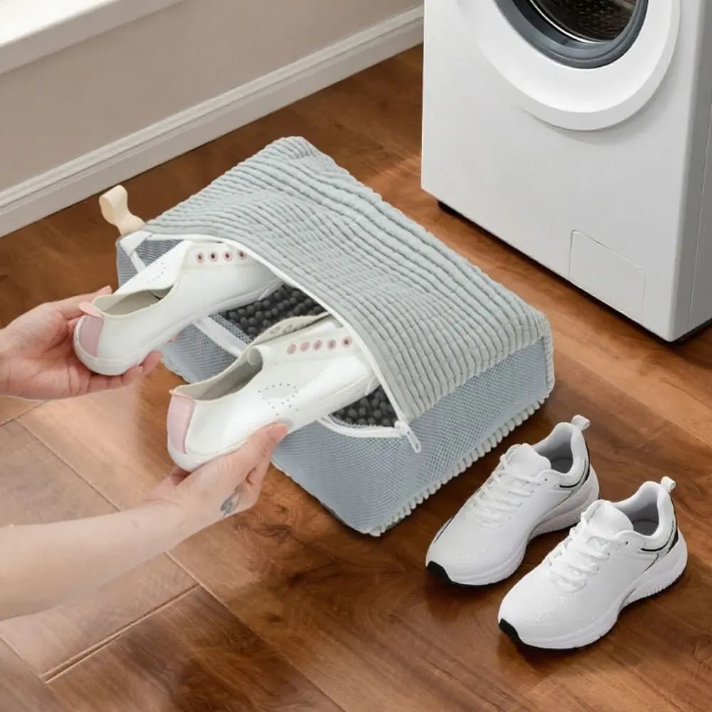 Sacchetto per Lavaggio Scarpe in Ciniglia Durevole e Soffice con Chiusura a Cerniera, Sacchetto per Pulizia Scarpe per Uso Domestico