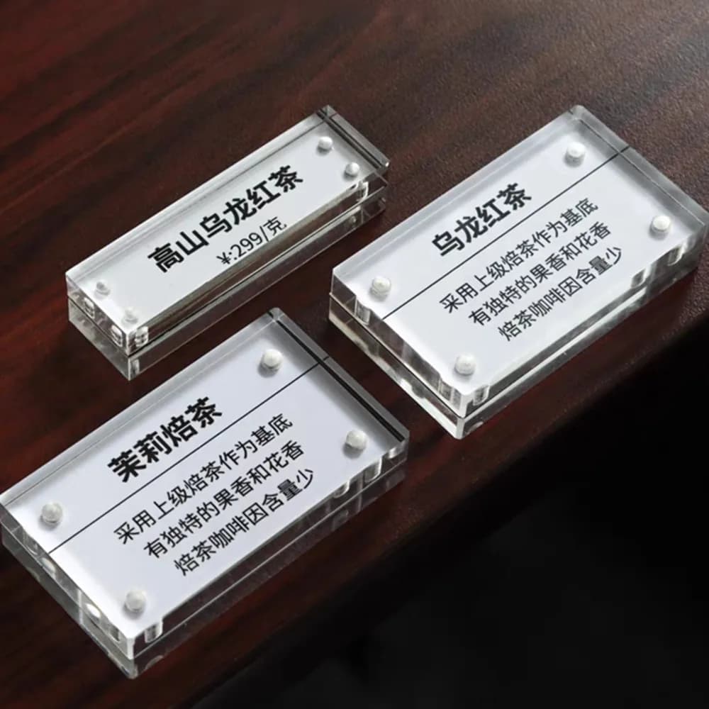 10 Pezzi 50x20mm / 70x40mm Mini Porta Etichette Magnetici da Tavolo in Acrilico per Gioielli, Cartellini Prezzi, Porta Nome, Segnaprezzo per Centri Commerciali
